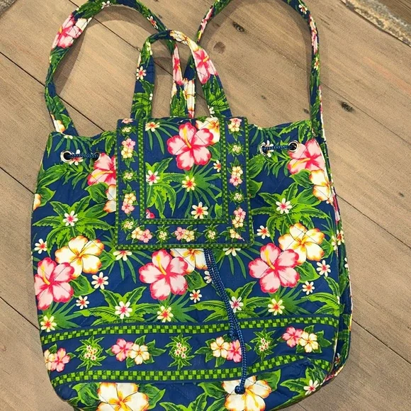 Americana by Sharif Fabric Backpack Americana by Sharif Quilted Backpack Flower Pattern Handbag  main image 2